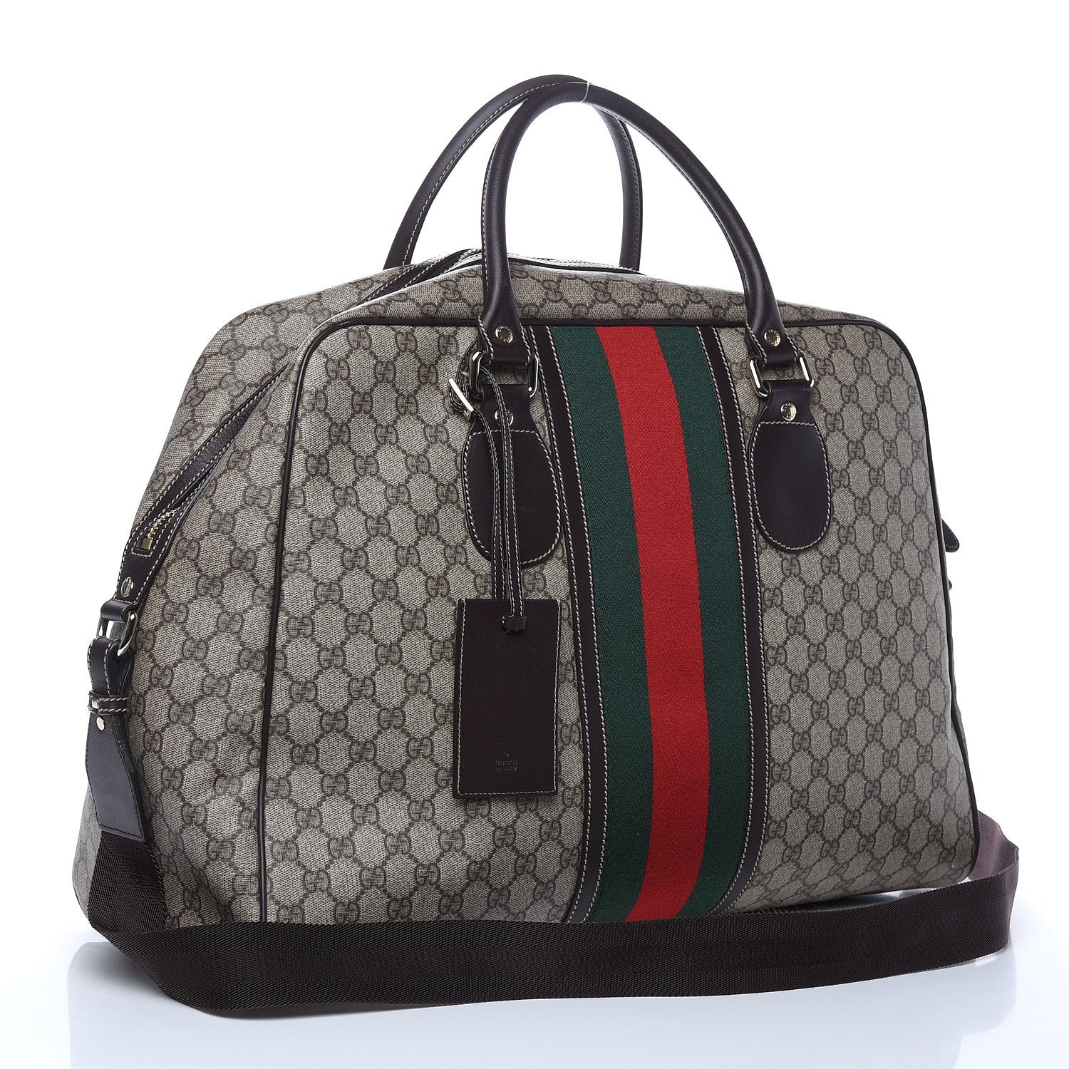 Gucci GG Plus Web Carry On Duffle Bag Dark Brown 3 of 13