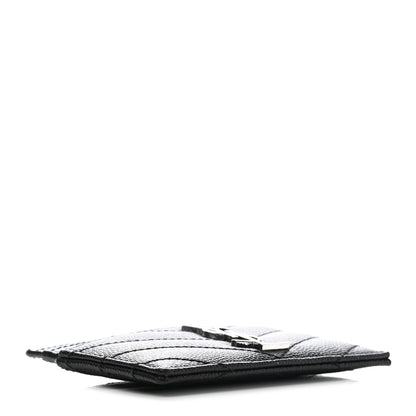 Saint Laurent Grain De Poudre Matelasse Chevron Monogram Credit Card Case Black 4 of 7