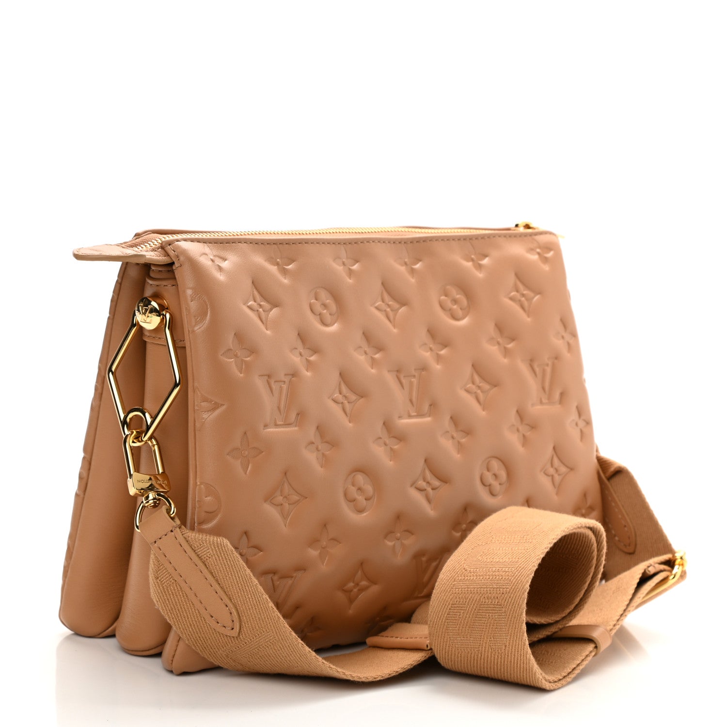 Louis Vuitton Lambskin Embossed Monogram Coussin PM Camel 2 of 7