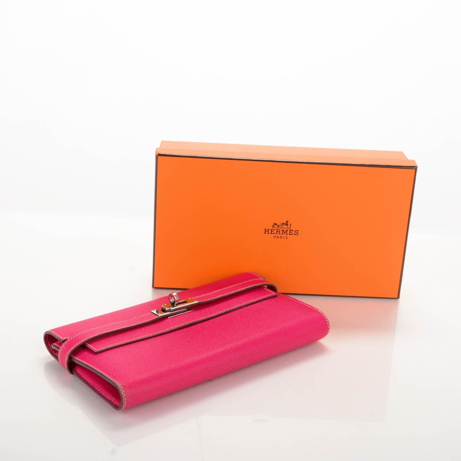 Hermes Epsom Kelly Longue Wallet Rose Tyrien 4 of 11