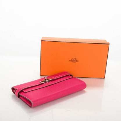 Hermes Epsom Kelly Longue Wallet Rose Tyrien 4 of 11