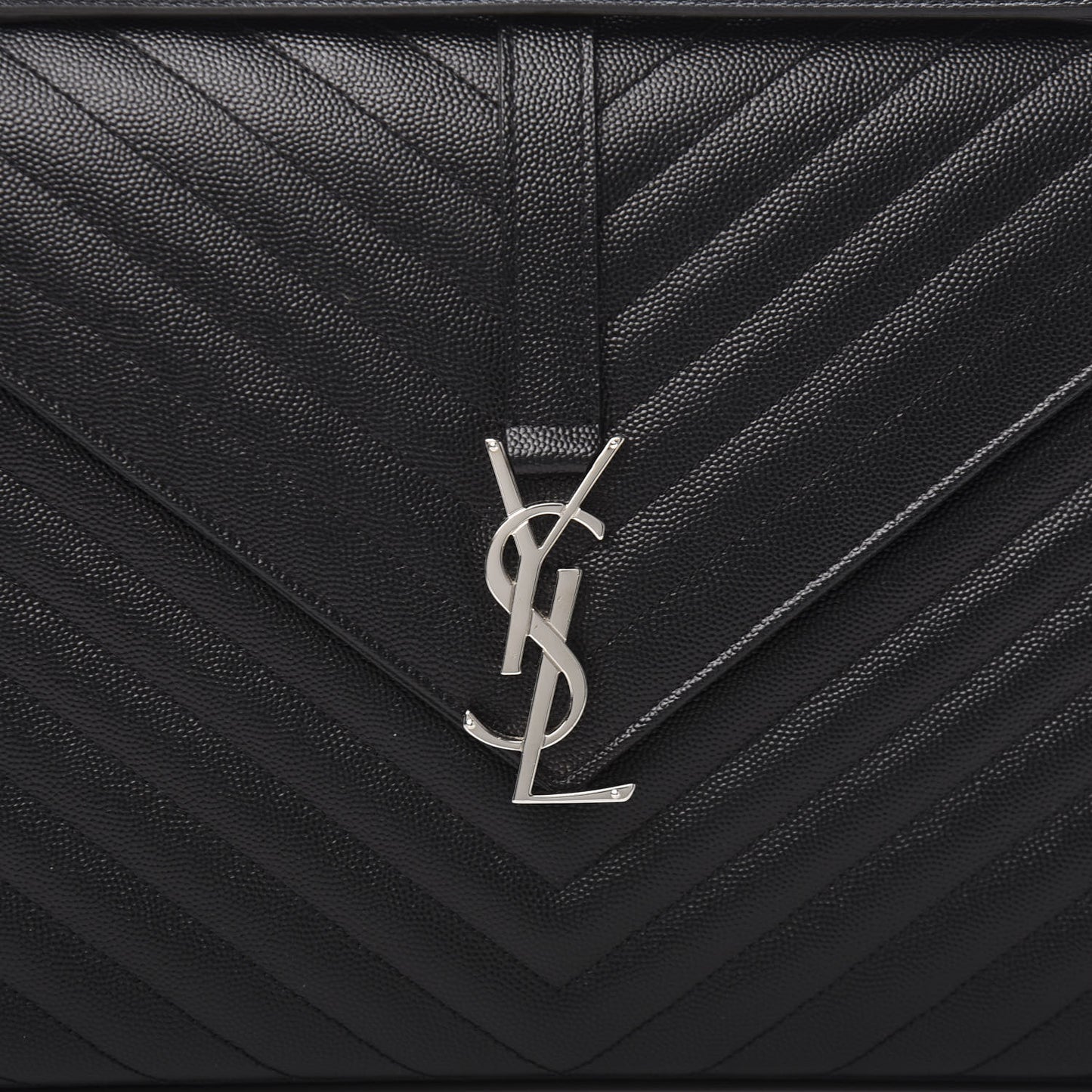 Grain De Poudre Matelasse Chevron Large Monogram Satchel Black
