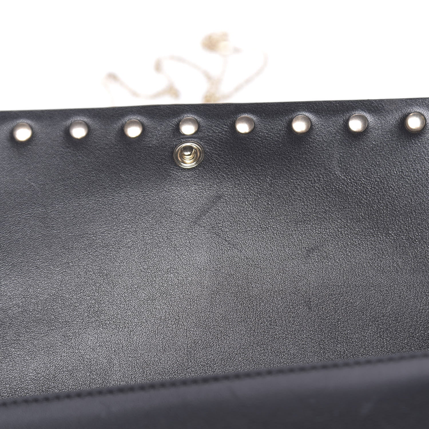 Valentino Garavani Vitello Rockstud Flap Wallet On Chain Ivory Black 9 of 13