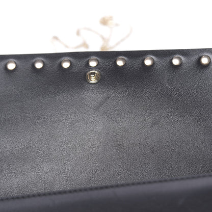 Valentino Garavani Vitello Rockstud Flap Wallet On Chain Ivory Black 9 of 13
