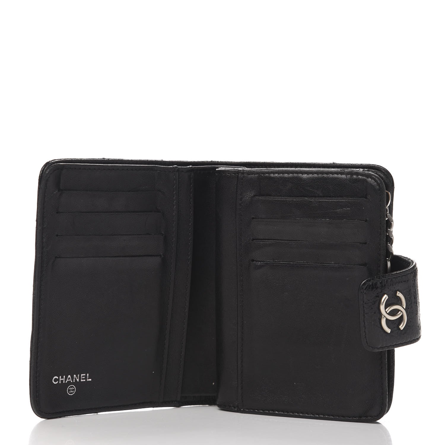 Chanel Patent Caviar CC Compact French Flap Wallet Black 5 of 13