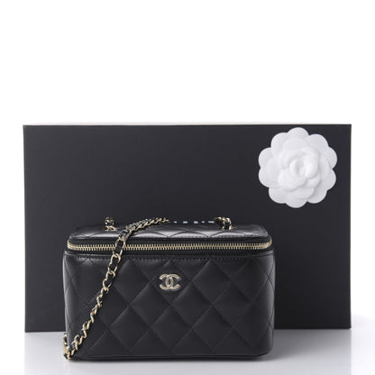 Chanel Lambskin Quilted Small Vanity Case With Chain Black 11 of 11