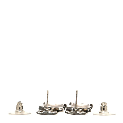 Chanel Metal Enamel Logo Drop Earrings Gold 3 of 5