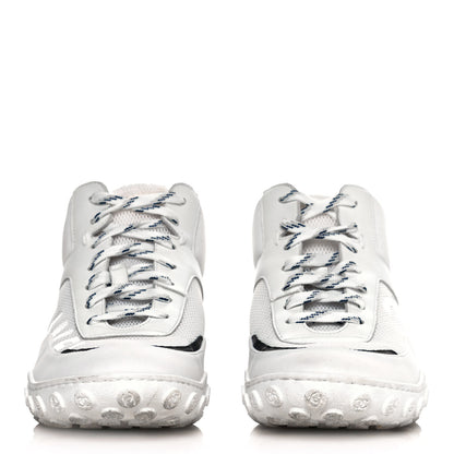 Chanel Calfskin Mesh Lycra Womens Logo High Top Sneakers 37 White 2 of 12