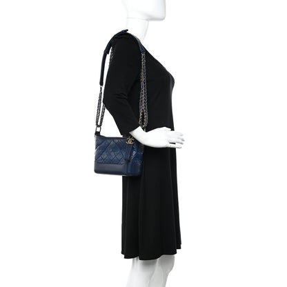 Chanel Aged Calfskin Quilted Small Gabrielle Hobo Navy 2 of 12
