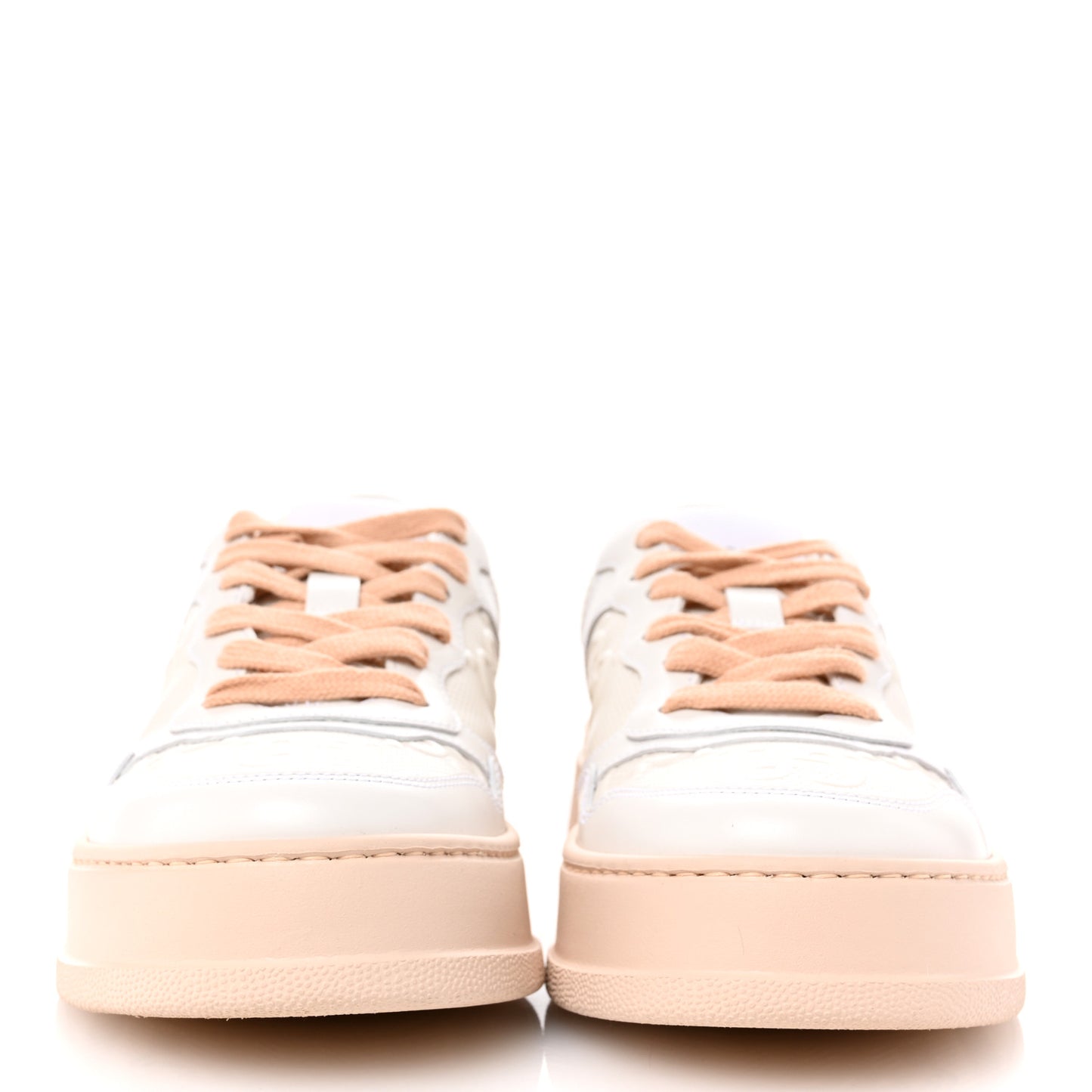 Calfskin GG Tennis Embossed Womens Platform 55mm Sneakers 37 White