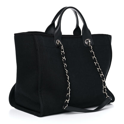 Chanel Canvas Pearl Medium Deauville Tote Black 3 of 17