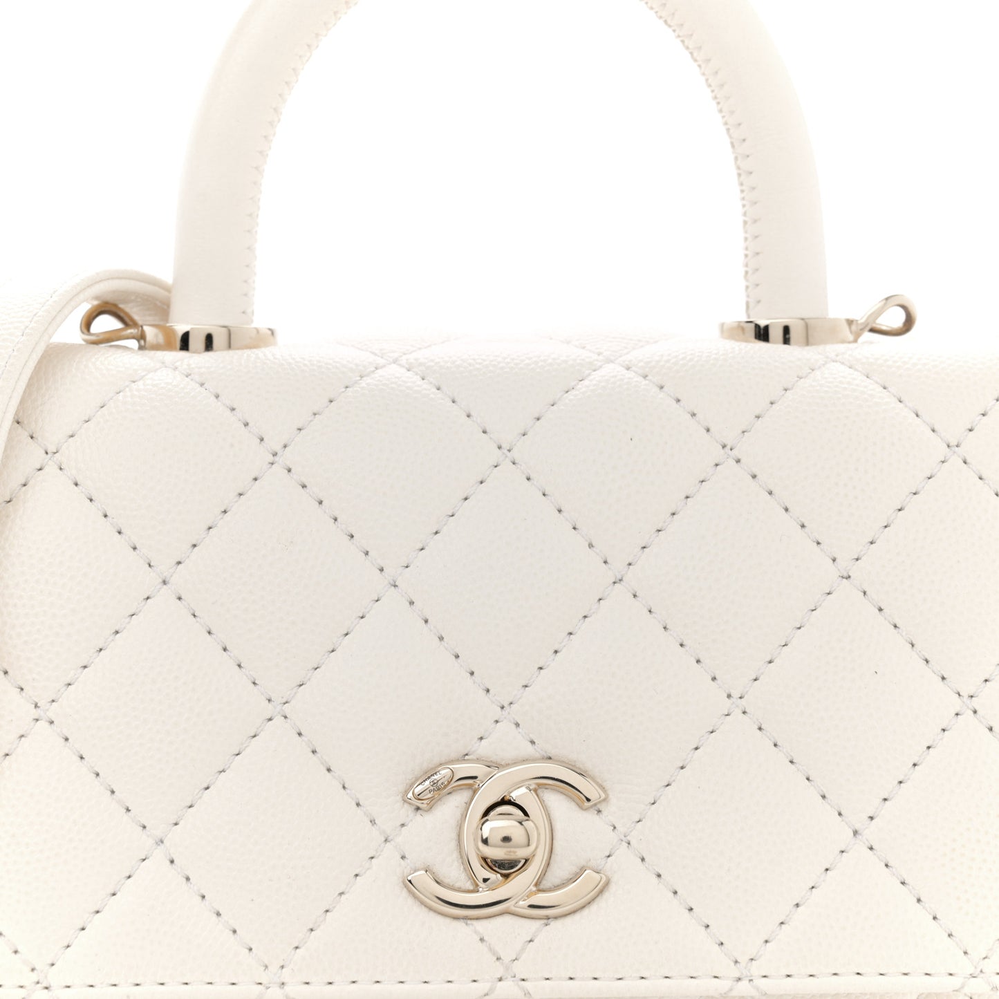 Caviar Quilted Extra Mini Coco Handle Flap White