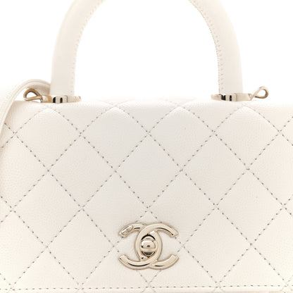 Chanel Caviar Quilted Extra Mini Coco Handle Flap White 8 of 14
