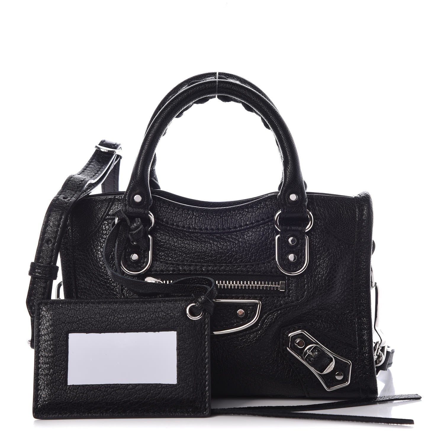 Balenciaga Chevre Silver Metallic Edge Hardware Nano City Black 1 of 7