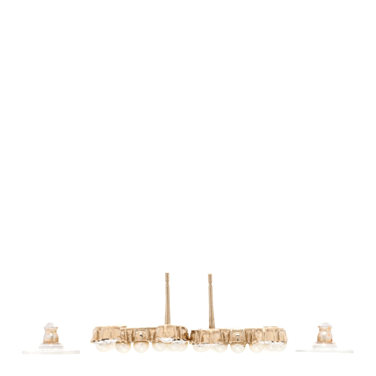 Chanel Crystal Pearl CC Dazzling Domino Earrings Gold 3 of 4