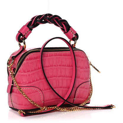 Chloe Crocodile Embossed Mini Daria Chain Bag Hot Pink 3 of 12