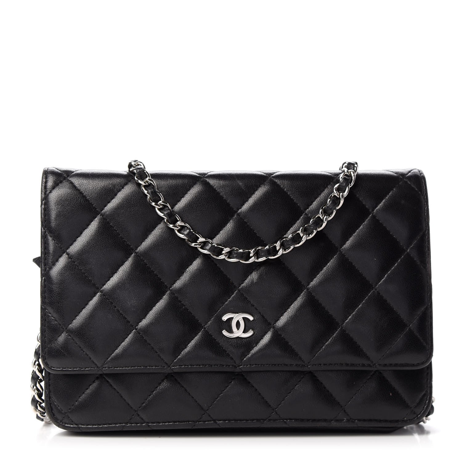 Chanel Lambskin Quilted Wallet On Chain WOC Black 1 of 9