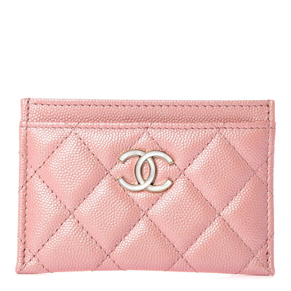 Chanel Iridescent Caviar Quilted Card Holder Pink 1 of 9
