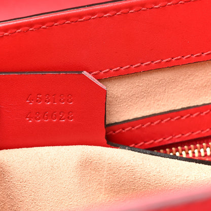 Gucci Guccissima Signature Small Padlock Top Handle Bag Hibiscus Red 7 of 17