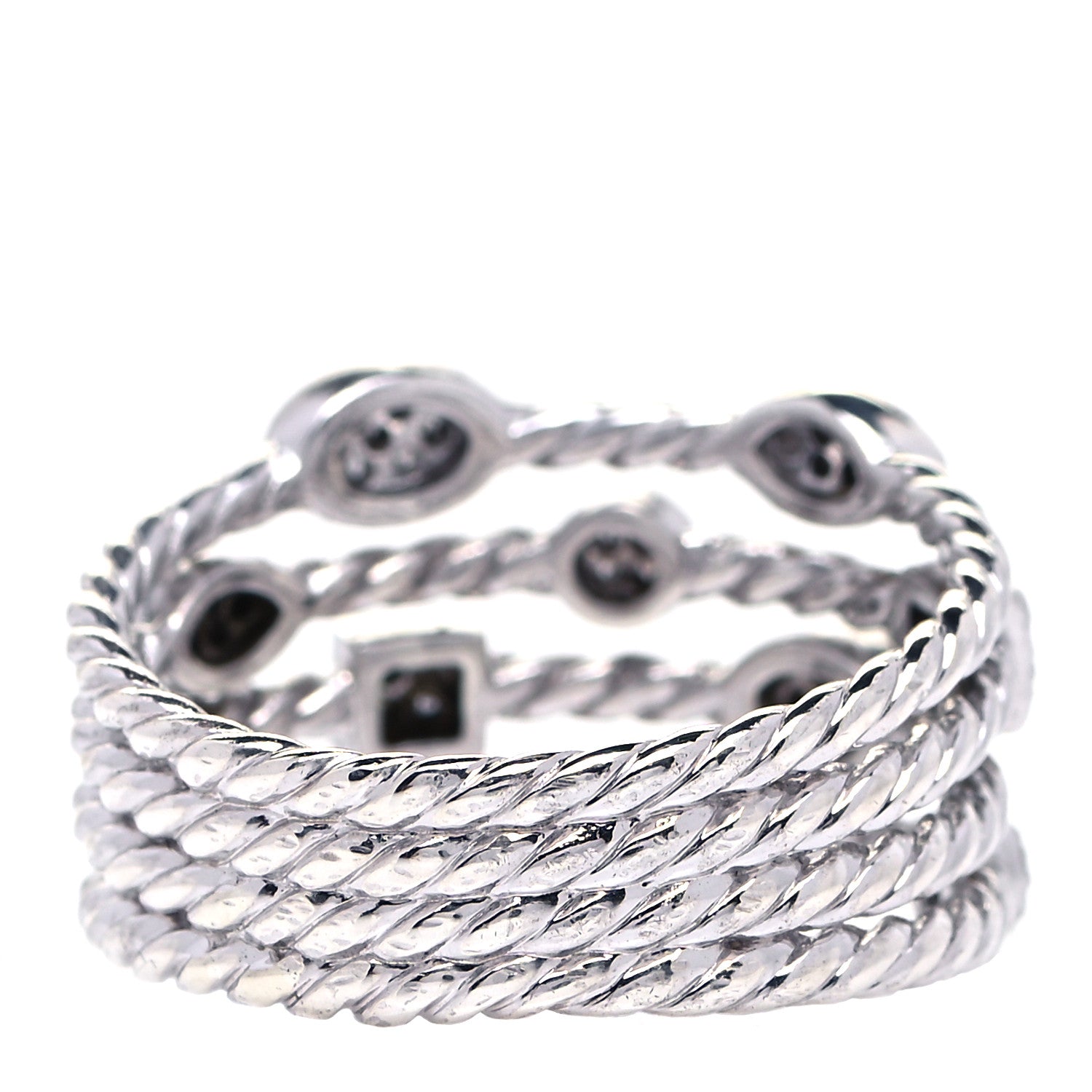 David Yurman Sterling Silver Diamond Confetti 4 Row Ring 60 9 3 of 5