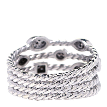 David Yurman Sterling Silver Diamond Confetti 4 Row Ring 60 9 3 of 5
