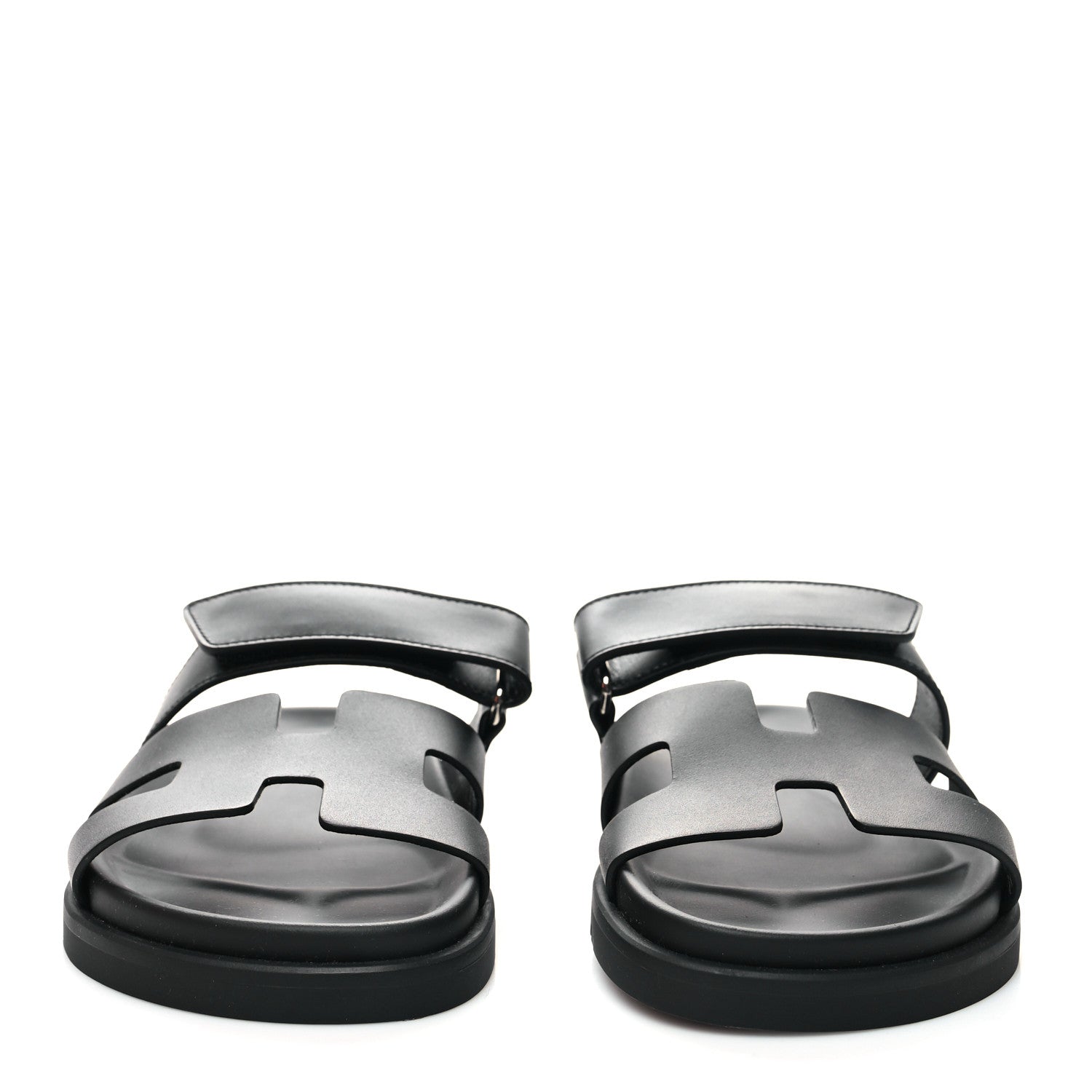 Hermes Calfskin Womens Chypre Sandals 36.5 Black 2 of 9