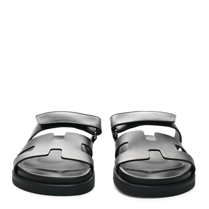 Hermes Calfskin Womens Chypre Sandals 36.5 Black 2 of 9
