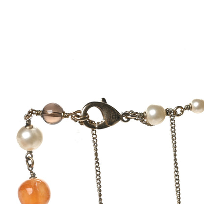 Chanel Enamel Bead Pearl CC Long Necklace Brown Gold 5 of 6