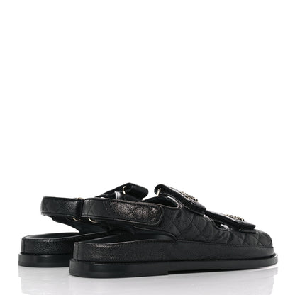 Chanel Grained Calfskin Velcro Dad Sandals 39 Black 4 of 9