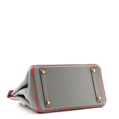 Hermes Togo Horseshoe Birkin 30 Gris Mouette Feu 4 of 11