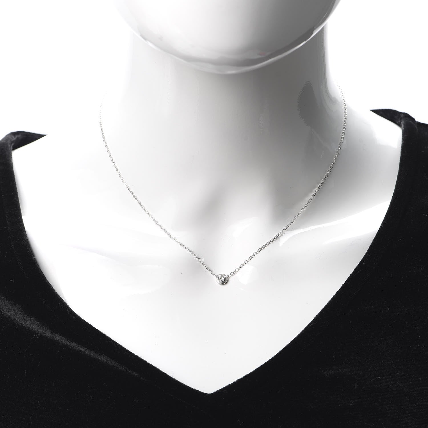 Cartier 18K White Gold Diamond LM D'Amour Pendant Necklace 2 of 5