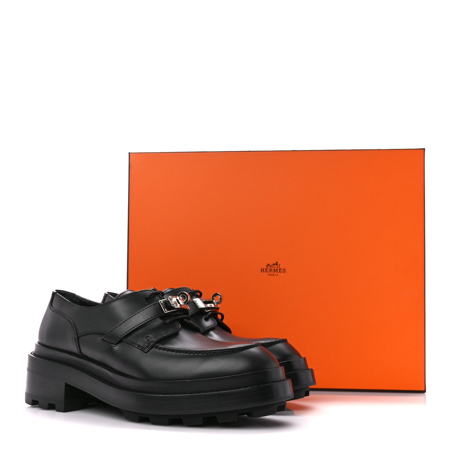Hermes Glossed Calfskin First Oxford 37 Black 10 of 10