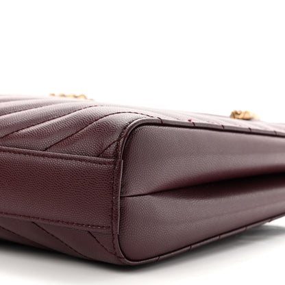Saint Laurent Grain de Poudre Matelasse Chevron Small Tribeca Shopping Bag Rouge Legion 11 of 11