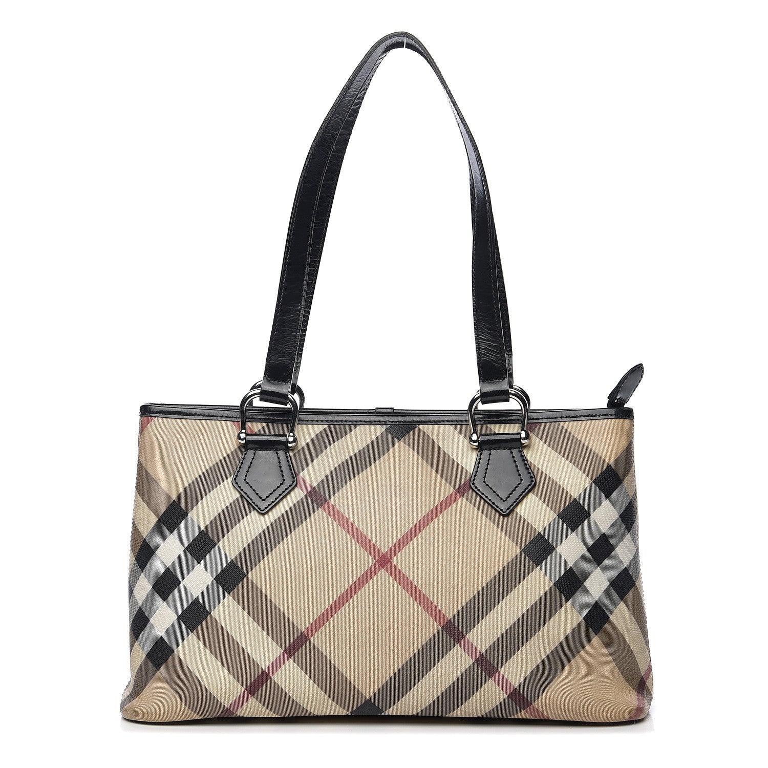 Burberry Patent Trim Nova Check Shopper Tote Black 1 of 9