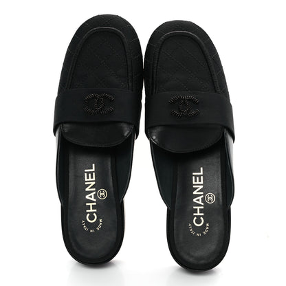 Chanel Lambskin Grosgrain Cap Toe CC Mules 37 Black 2 of 10