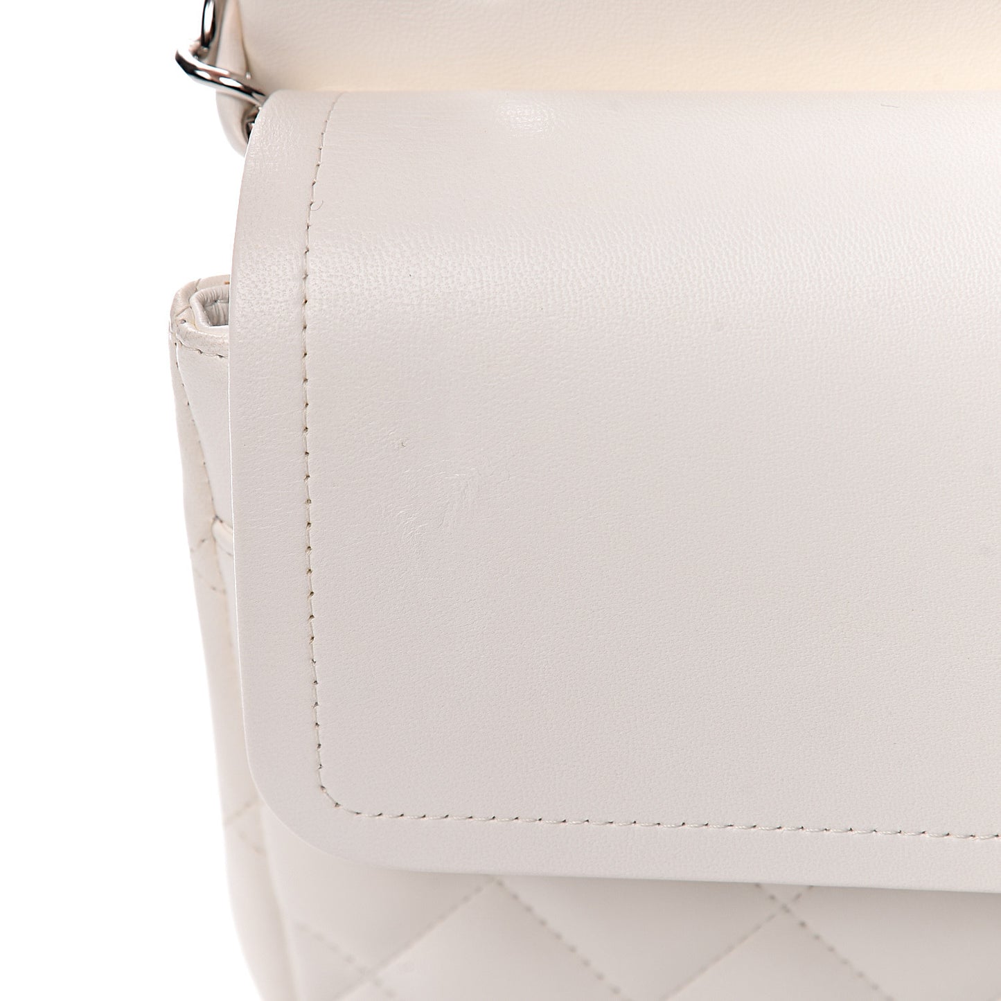 Lambskin Quilted Jumbo Double Flap White