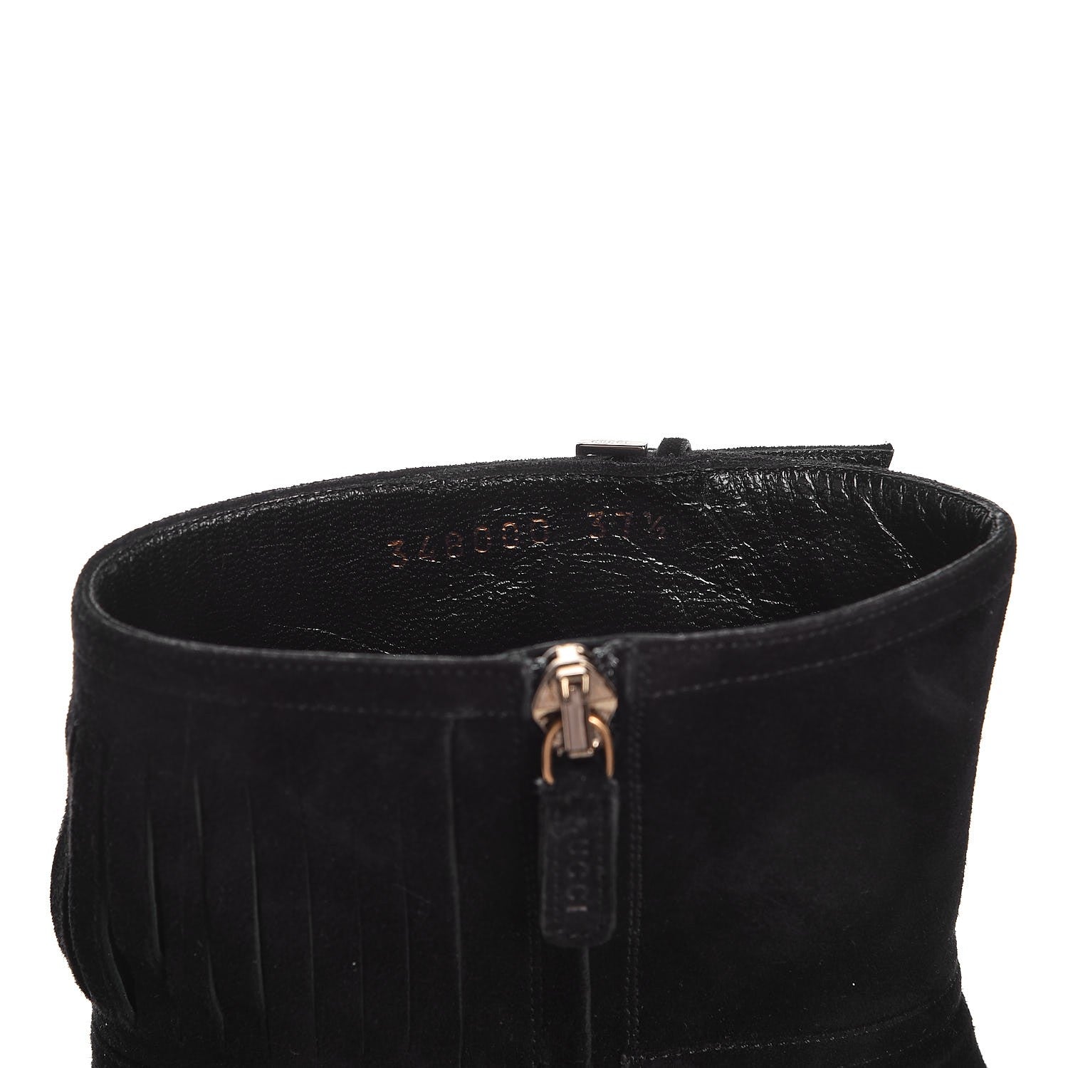 Gucci Suede Fringe Becky Bootie 37.5 Black 9 of 10