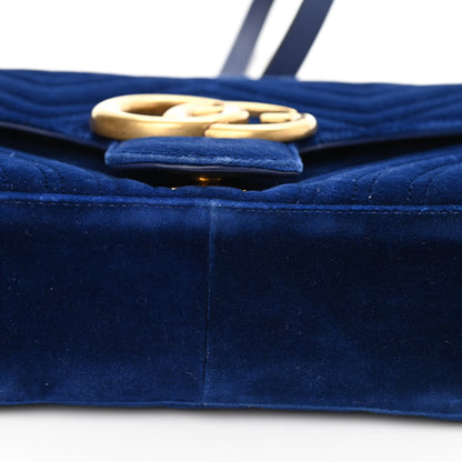 Gucci Velvet Matelasse Medium GG Marmont Shoulder Bag Cobalt Blue 9 of 11