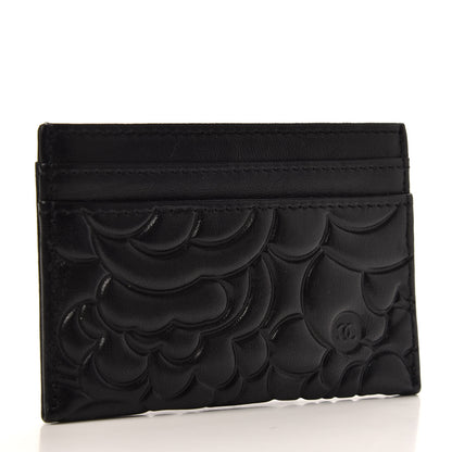 Chanel Lambskin Camellia Embossed Card Holder Black 3 of 8