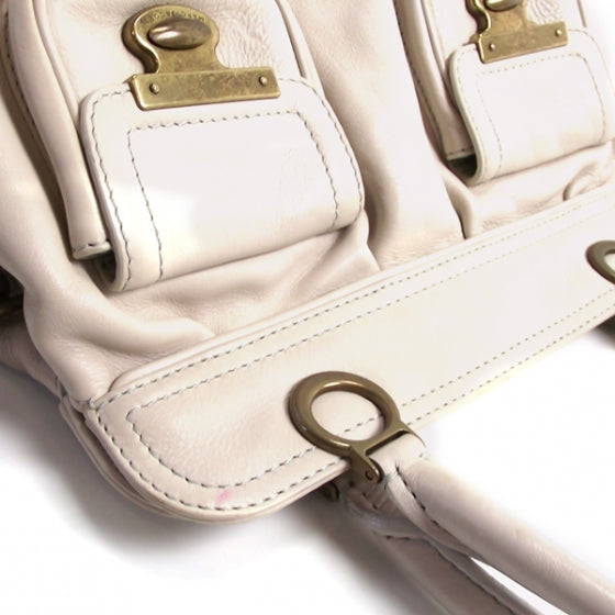 Leather Grace Kisslock Tote Linen