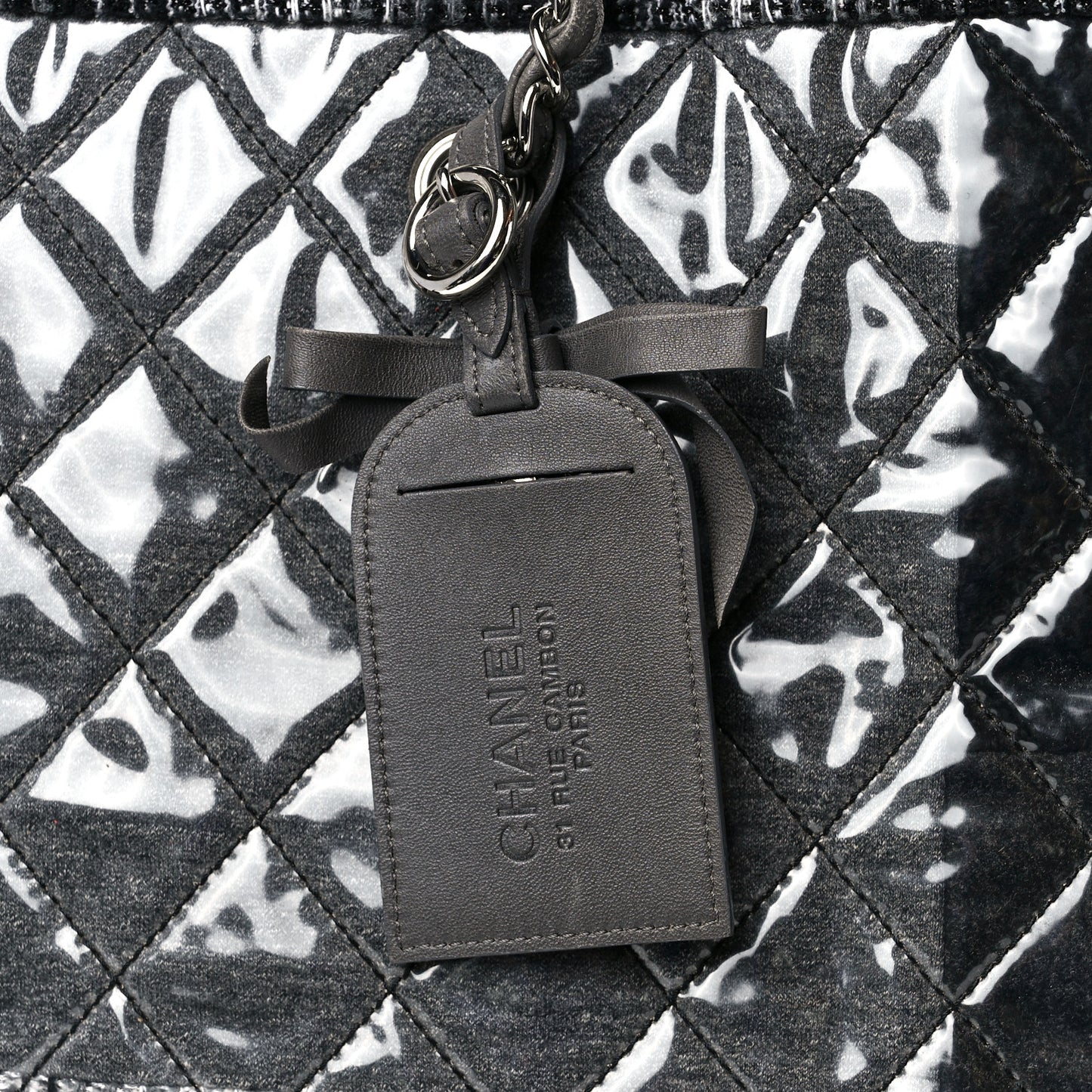 Vinyl Funny Tweed Patchwork Tote Grey