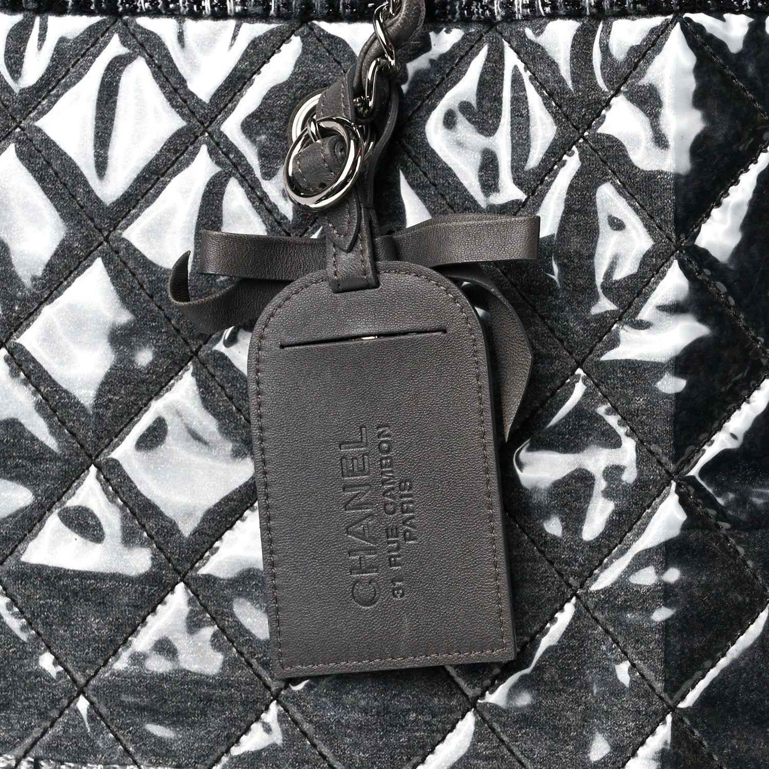 Chanel Vinyl Funny Tweed Patchwork Tote Grey 8 of 12
