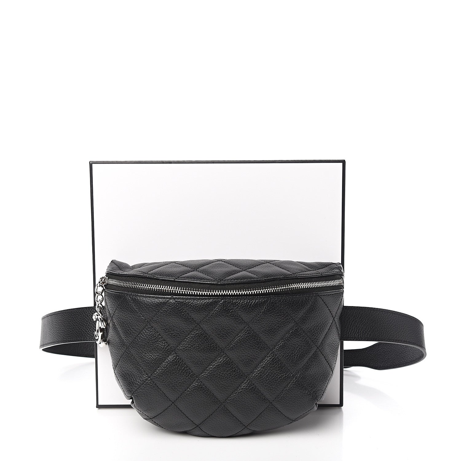 Chanel Grained Calfskin Quilted Waist Belt Bag Black 9 of 9