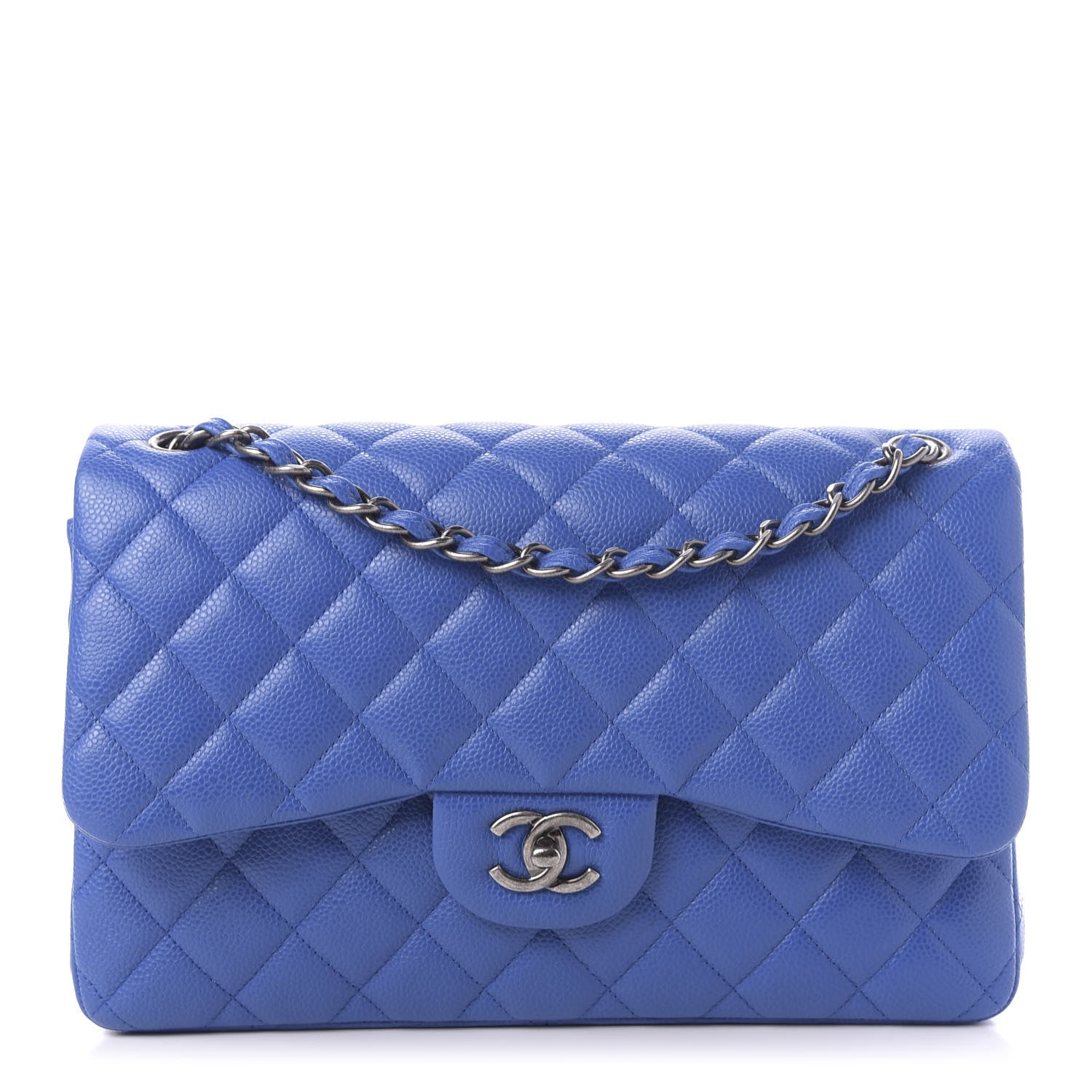 Chanel Caviar Quilted Jumbo Double Flap Blue 1 of 11