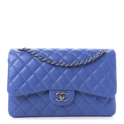 Chanel Caviar Quilted Jumbo Double Flap Blue 1 of 11