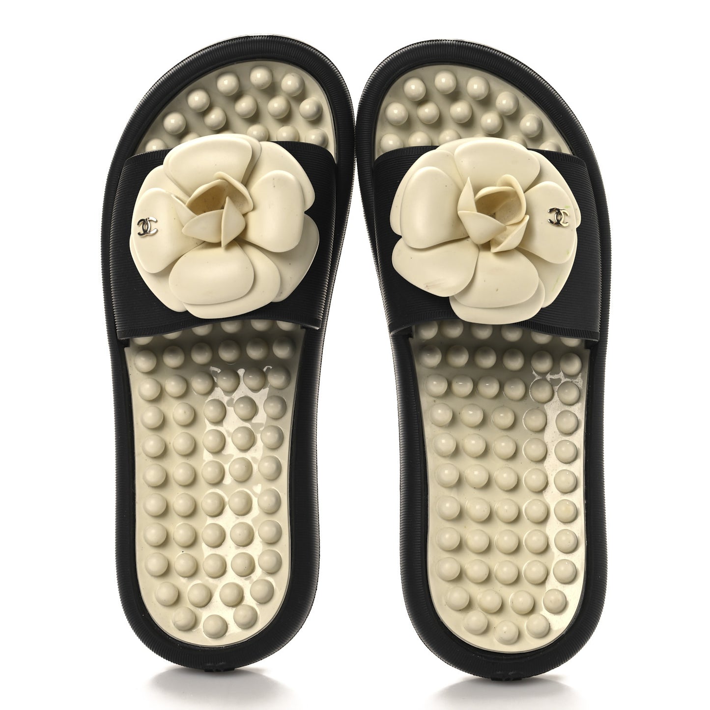Thermoplastic PVC Camellia Mule Sandals 36 Black Ivory