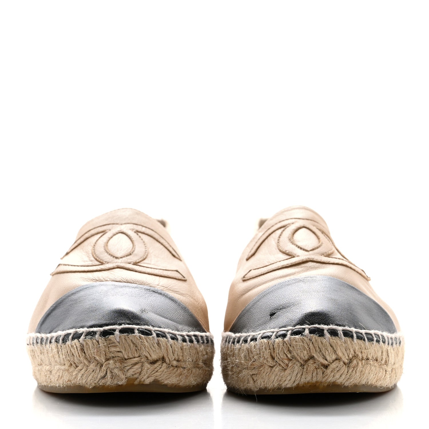 Chanel Lambskin CC Espadrilles 41 Beige Black 3 of 13