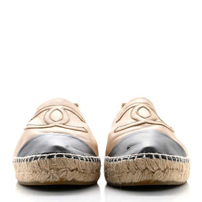 Chanel Lambskin CC Espadrilles 41 Beige Black 3 of 13