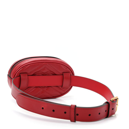 Gucci Calfskin Matelasse GG Marmont Belt Bag 85 34 Hibiscus Red 3 of 10