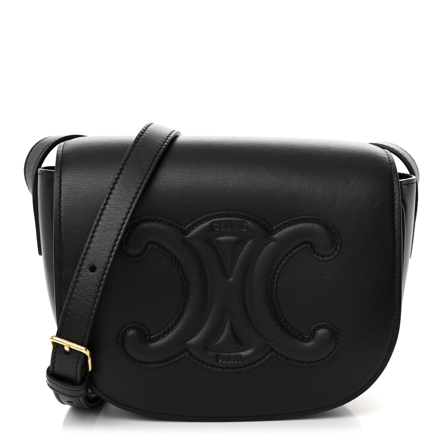 Smooth Calfskin Cuir Triomphe Folco Crossbody Bag Black